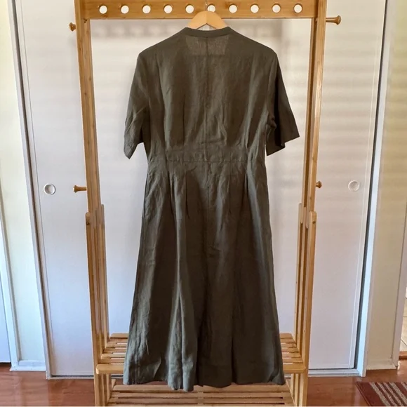 Everlane Frolic Linen Dress NWT - Olive - Size 6 - Picture 4 of 5